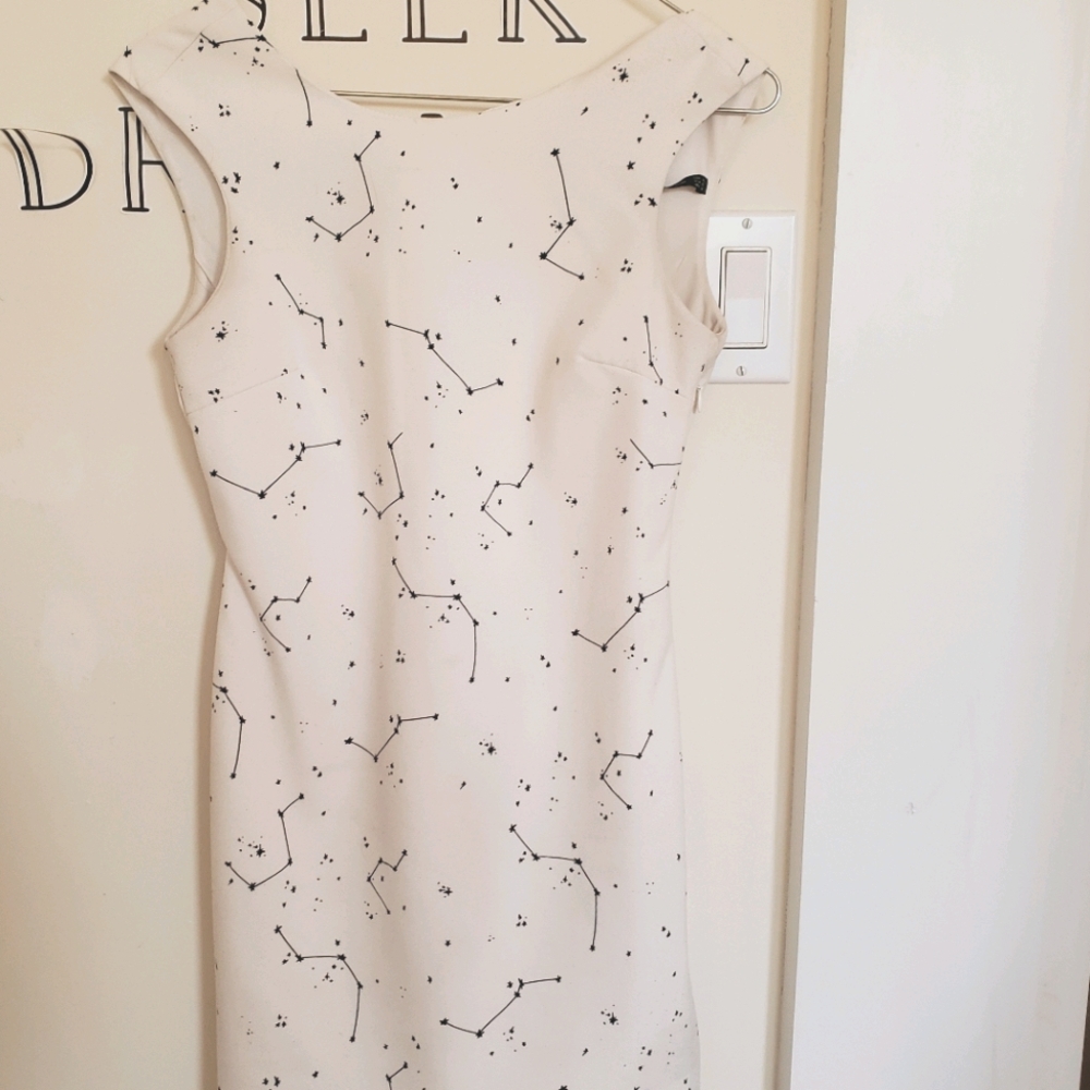 Sleeveless Cream Constellation Print Dress